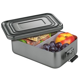 Küchenprofi Lunchbox aus Aluminium | für Erwachsene und Kinder | Brotdose mit Fächern, verstellbar | mit Silikondichtung | 23 x 15 x 7 cm | anthrazit