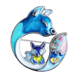 DOWAY Floral Enamel Fox Gifts Cute Fox Brooch Pins for Women Ladies Girls Fashion Jewellery Charms, enamel, No Gemstone