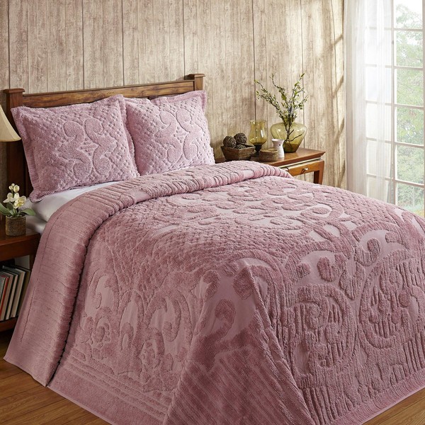 All Seasons 2 Piece 100% Cotton Tufted Chenille Bedspread Coverlet