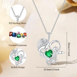 FANCIME Emerald Birthstone Mother & Child Heart Necklace - Tree of Life Pendant I Love You Mom May Jewelry Gift for Mom, Grandmother, Wife, 16"+2" Chain, Symbol of Love & Eternal Bond