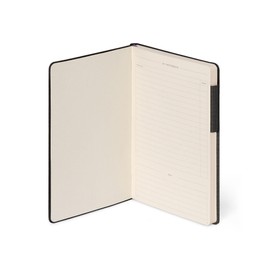Legami - My Notebook, Deep Graphite, Medium, Lined 6 mm, FSC Certified Paper, 192 Pages, Softcover, Elastic Closure, 13 x 21 cm