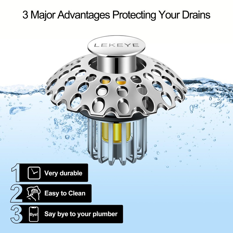 LEKEYE Bathroom Sink Stopper | Shower Drain Hair Catcher |
