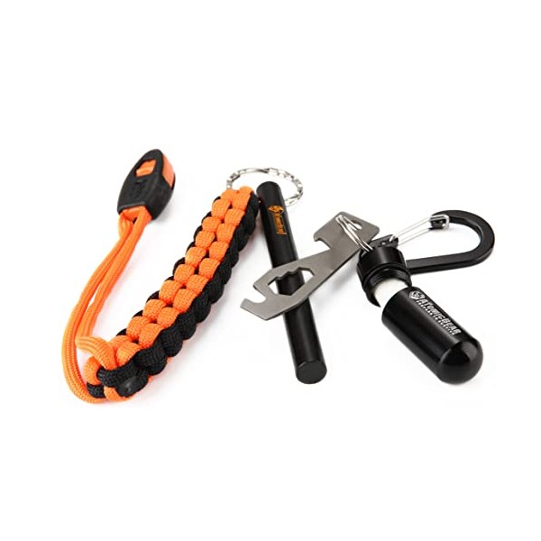 Ferro Rod Fire Starter Survival Tool Kit for Hiking, Camping and Emergency Preparedness - Flint and Steel Fire Starter Kit with it Paracord Tool and Whistle for Survival Gear and Equipment