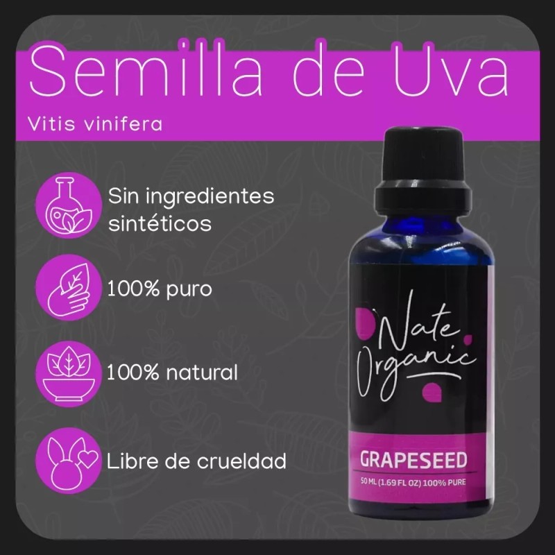 Nate Organic Aceite Esencial Semilla De Uva 100% Puro 50
