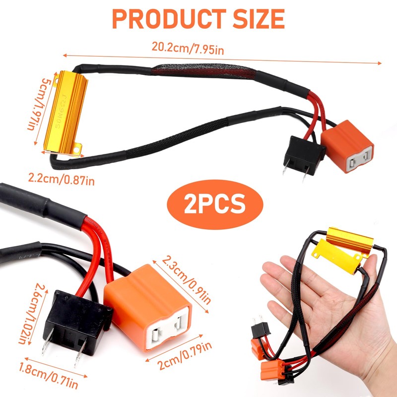 2 Pieces LED Headlight Decoder H7 50W 8ohm Car Load