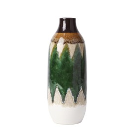 VICTOR&TERESA Vase Deko für Zuhause,Pfau Grün & Beige Porzellan blumenvase,vase für tulpen,Moderne Bauernhaus Vase für Tisch,Kaminsims Akzent,Bücherregal,Wohnzimmer & Tafelaufsatz,Geschenk 23cm