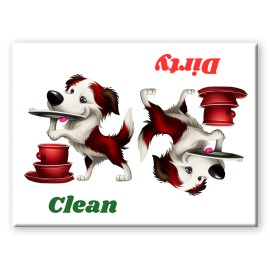 Border Collie Clean Dirty 3 1/2" x 2 1/2" Steel Cased DISHWASHER MAGNET No 2