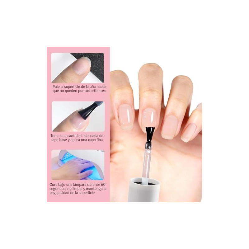 CHERIMOYA Base Coat Gel UV LED Soak Off 15ml,Adhesión Máxima