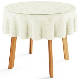 Filumi Tablecloth 140 x 140 cm Round Cream Washable for Indoor Outdoor Marble Pattern Manil