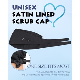 Scrub Hats for Nurses - Satin Lined Surgical Scrub Caps for Women - Medical Caps for Women - Adjustable Nurse Cap - Comfortable Head Cover with Ties