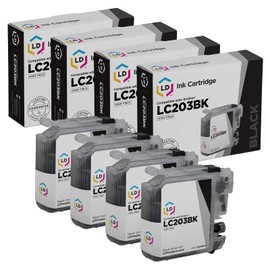 LD Compatible Ink Cartridge Replacement for Brother LC203BK High Yield (Black, 4-Pack) Compatible with Brother MFC-J4320DW MFC-J4420DW MFC-J460DW MFC-J4620DW MFC-J480DW