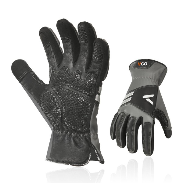 Vgo... 1 Pair Work Gloves for Men, Cowhide Leather Safety
