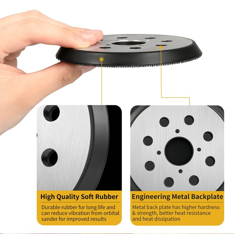 Gnellkoor Hook & Loop Orbital Sander Metal Pads Replacement for