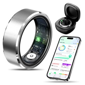 Smart Ring Health Tracker, Sleep Tracker Ring with Heart Rate, Big Battery Waterproof Fitness Ring for Activity Monitoring/Steps/Distance/Calories, Charging Case Up to 7-Day, for iOS Android