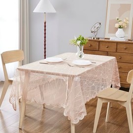 Warm Home Designs Oblong Tablecloth 60 x 120 Inches. Champagne Tablecloth Features Geometric Design. Lace Modern Tablecloth is Perfect as Holiday Tablecloth or Banquet Tablecloth. RIT Linen 120