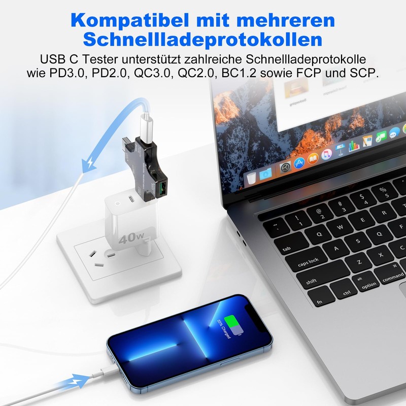 AYWHP USB Tester Meter 2-in-1 USB C Digital Multimeter, USB