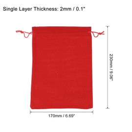 PATIKIL 9"x7" Coin Sacks Bag, 6Pcs Bank Deposit Change Transit Bags with Drawstring Canvas Gift Sacks, Red