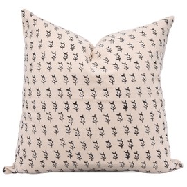 Fabritual Handcraft Block Print Throw Duck Canvas Hidden Zipper 16X16 Pillowcase Cushion Cover, Fall Decoration for Sofa, Couch, Bed, Balcony, Living Room, Boho Home Décor, Farmhouse, Trimab, Black