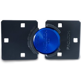 PACLOCK's UCS-7A/770 Hasp and Puck Combo Kit, Buy American Act Compliant, High Security 6-Pin Cylinder, One Lock Keyed to a Number U-Pick! w/ 2 Keys, Blue Anod. Alum. Puck, Double Coated Grey Hasp