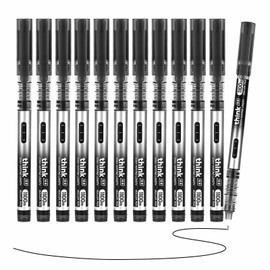BASUNOCL 12 Pcs Fine Point Pen Liquid Rollerball Pens, 0.5mm Black Ink Pens Ultra Fine Point Pens Smooth Writing for Journaling, Note Taking, Office Student School Supplies