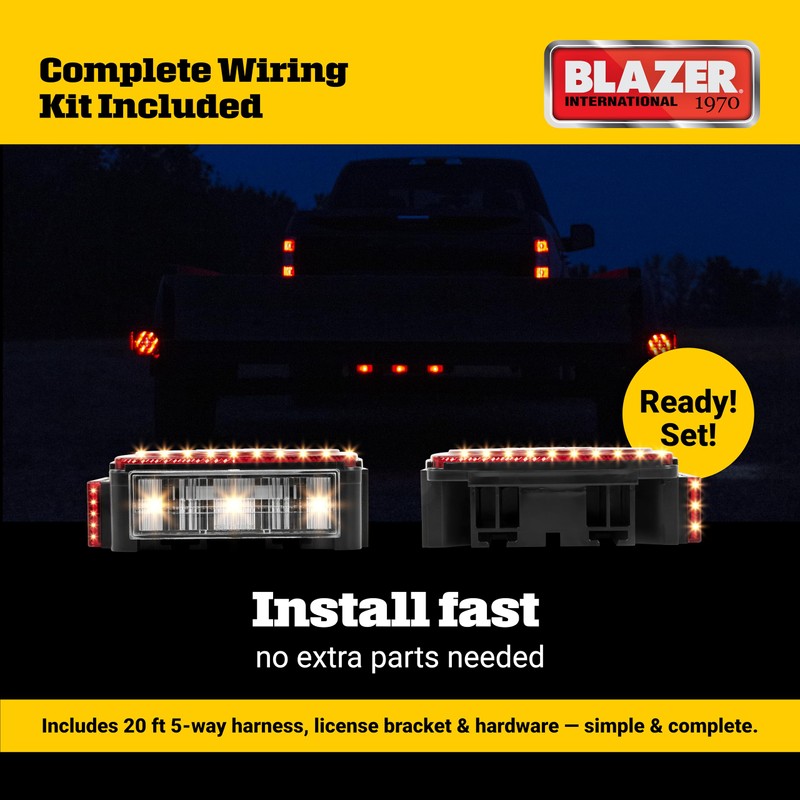 Blazer International C7425 LED Square Trailer Light Kit with Integrated