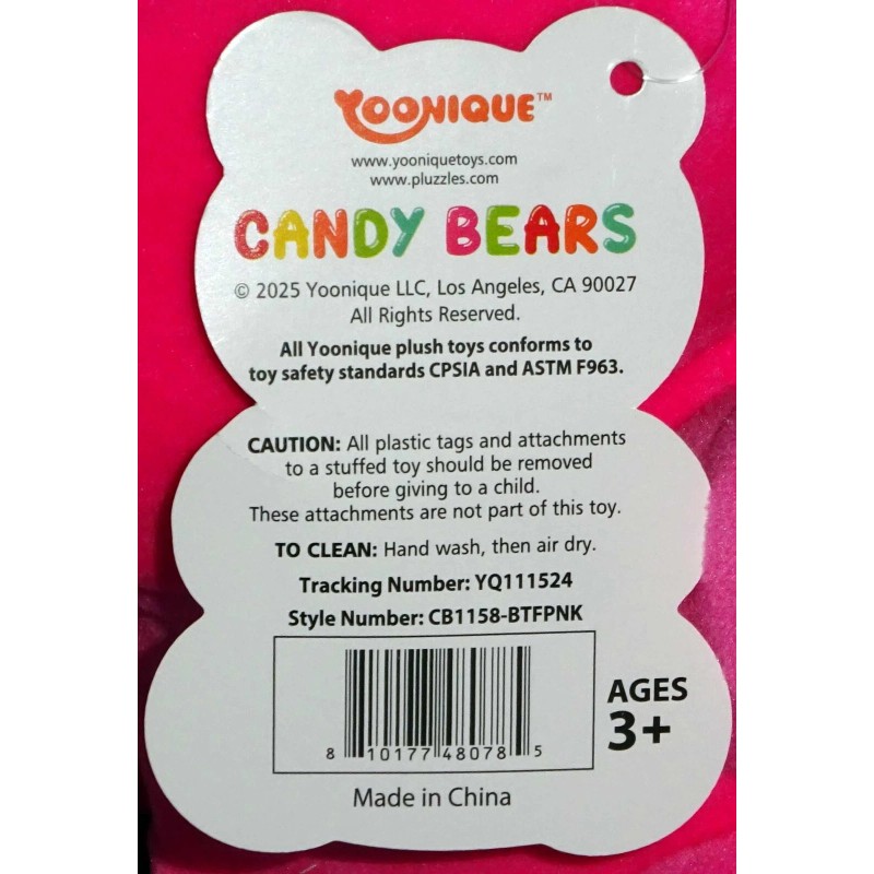Yoonique Candy Bear Plush soft Teddy bear cub 7"butterfly/an