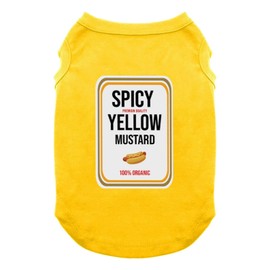 SUEOSU Condiments Shirts for Pet Dogs Cats - Matching Mustard Ketchup Relish Condiments Dog Costumes Tshirts (X-Large, Yellow)