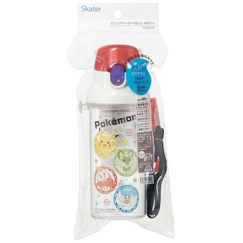 Skater PSB5TRC-A Kids Clear Plastic Water Bottle 480ml Pocket Monster