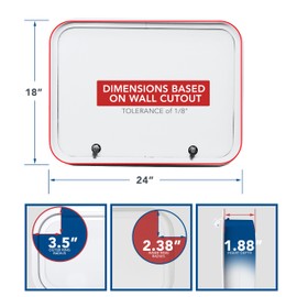 Leisure Coachworks RV Baggage Door 24" Wide X 18" High with Rounded Corners and Thumblocks for RV's- Compartment Access Storage Doors with Top Hinge- Camper Trailer Motor Home Polar White