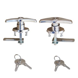 Truck Cap Camper Shell T-Handle Lock Latch Replacement Parts,Matching Set T-Handles Lock, Keyed Alike (Left&Right)-Complete Set (2Pack) (Silver)