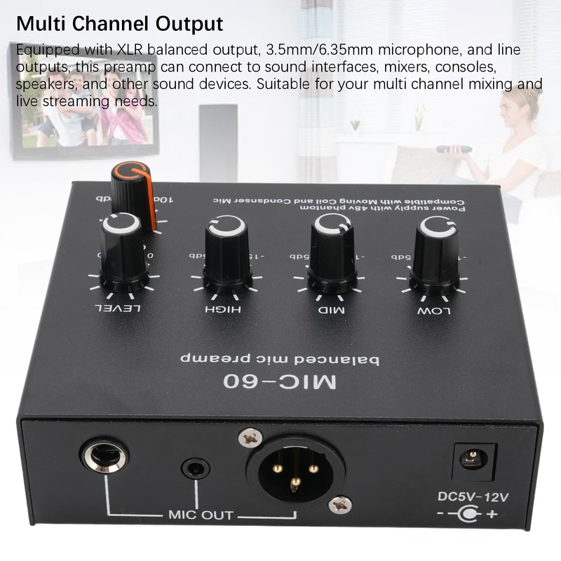 Mic Preamp Microphone Booster, Home Audio Power Amplifier with 3