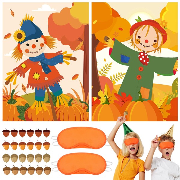 Affrolling 2pcs Fall Themed Pin The Nose On The Scarecrow