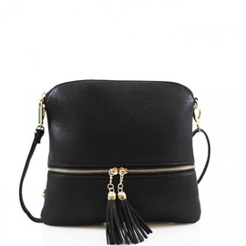 Jamie Bags Black Crossbody bags for women, mini shoulder bags with long bag strap, Stylish Black handbags for women, tassel leather phone bag for daily use