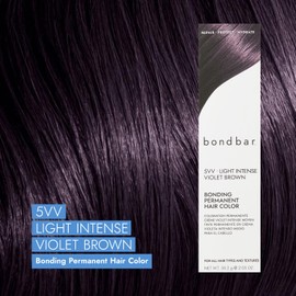 Bondbar 5VV Light Intense Violet Brown Bonding Permanent Creme Hair Color, Repairing hair dye for all hair types, Vegan, Built in Bonding, 2.05 Oz