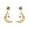 Moon Sun Star Earrings for Women Dainty Long 14K Gold