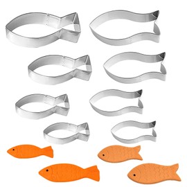 Cosymate 8 Stück Fisch Ausstechformen Set, Edelstahl Keksausstecher in Fischform, Für Kommunion, Taufe, Konfirmation, Kindergeburtstag