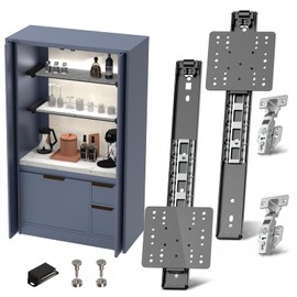 12" Cabinet Pocket Door Slide Hinge Kit 4PCS for Inset Application, Pivot Pocket Door Slides for Cabinet wiht Hinges, Pivot Sliding Door Runners Hardware System for Cabinet Doors