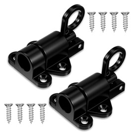 2 Pack Self-Closing Latches, Black Aluminum Alloy Spring Door Lock, Security Window Gate Spring Door Lock Latch Automatic Security Gate Latch with Screws for Windows, Cabinets