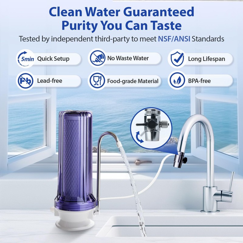iSpring CKC1C Countertop Drinking Water Filtration System with Carbon Filter,