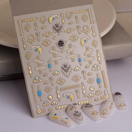 3D Golden Nail Art Stickers Hot Stamping Nail Decals Embossed Design Gold Stars Stickers Self Adhesive for Women Manicure Decorations