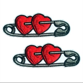 CHBROS 2 Pcs Funny Love Heart Embroidered Patches Applique Iron on Patches for Clothes, Jackets, T-Shirt, Backpacks………