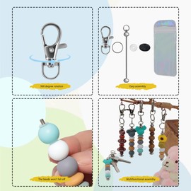 Akeve 20 Pcs Beadable Keychain Bar Beaded Metal Keychain Bulk Keychain Accessories for DIY Beaded Jewelry Making Kits (Silvery)