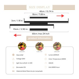 NOVELUX 24 inch Bathroom Vanity Light-Bathroom Light Fixtures/Vanity Lights for Bathroom Mirror Bath Wall/Lighting Adjustable 25W 5000K 2 Pack