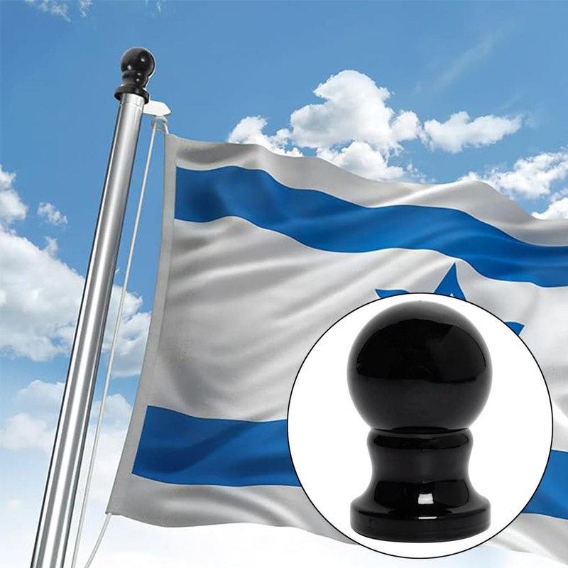 SEIWEI Flagpole End Piece Ball Head Plastic Black Flag Poles