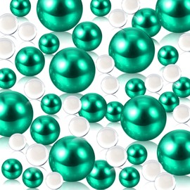 Green Floating Pearls | 150PCS Green Pearls Bead for Centerpieces Vases, Green No Hole Beads | 8/14/20 mm Floating Beads | Green Vase Fillers, Green Vase Filler Pearl Party Decor