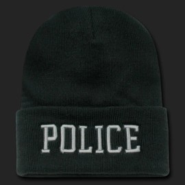 RD POLICE EMBROIDERED BLACK BEANIE WATCH HAT CAP