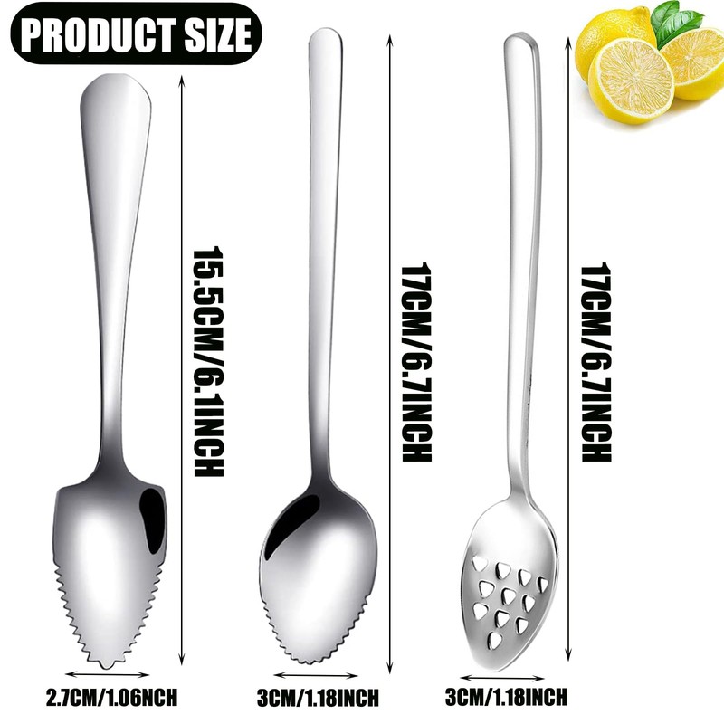 Grapefruit Spoon, 5-Piece Set, 4 Stainless Steel Grapefruit Spoons and