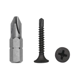 (Pack of 100) Drywall Black Phosphate Carbon Steel 3.5 x 25 mm Screws Self-Drilling Tapping Screw (PH) Phillips Countersunk Head (100, 3.5 x 25 mm)