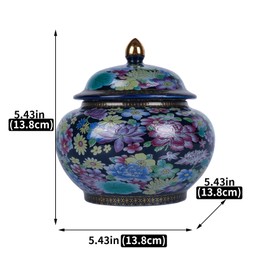 Classic Enamel Ginger Jar-Handcrafted Yuan and Ming Dynasty Inspired Designs, Vibrantly Colored Floral Motifs on Ceramic Vase, Decorative and Functional Jar with Lid(Flower Blue)