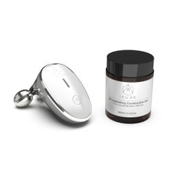 iAURA LUX Microcurrent 3D Facial Roller & Gel- Electric Face & Neck Lift/Toning Device with Vibration Massager Mode for Enhanced Face Contour, Tone & Reduced Puffiness with Travel Pouch & 100ml Gel